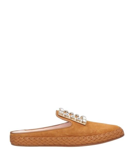 Roger Vivier Brown Camel Mules & Clogs Leather