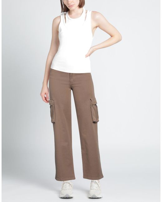 Douuod Brown Pants Cotton, Elastane