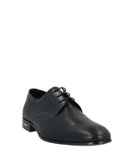 Baldinini Black Lace-Up Shoes Kidskin for men