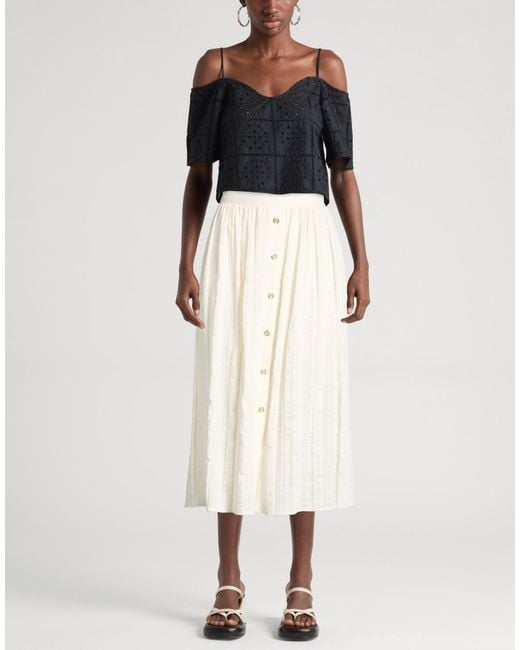 Twinset Natural Cream Midi Skirt Cotton, Linen, Polyamide, Polyester