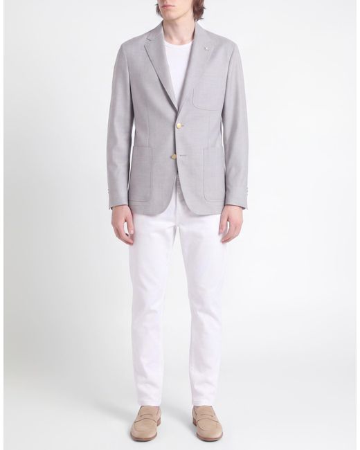 Manuel Ritz Gray Light Blazer Virgin Wool, Elastane for men