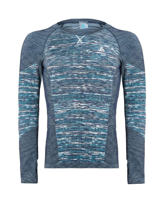 Odlo Blue T-Shirt Recycled Polyester, Recycled Polyamide, Polyamide, Recycled Elastane, Elastane for men