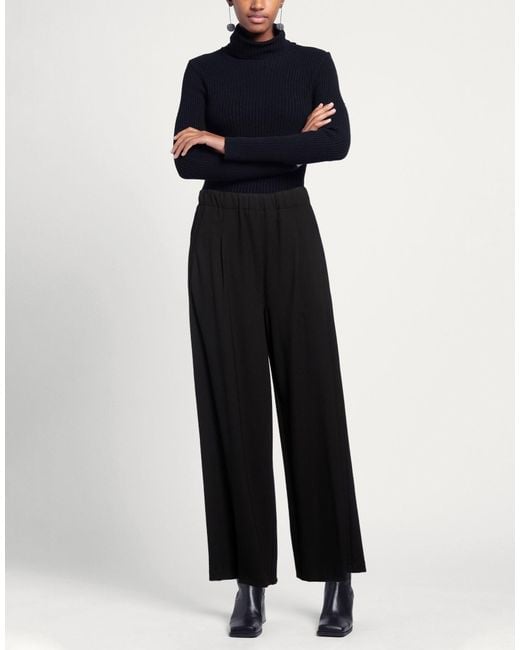 SOLOTRE Black Pants Viscose, Polyamide, Elastane