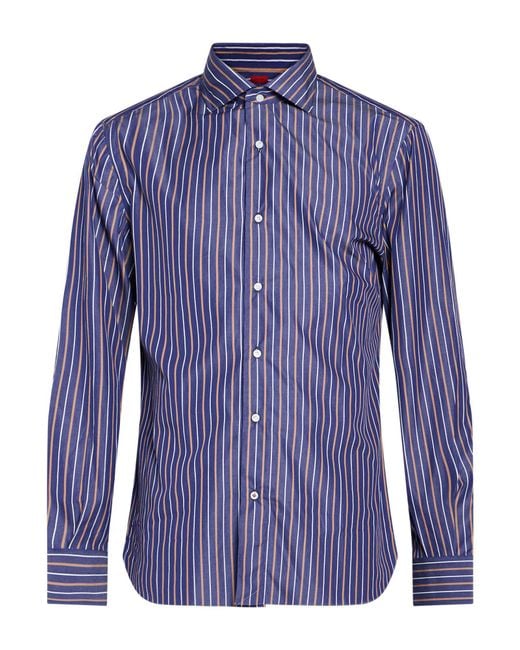 Isaia Blue Shirt Cotton for men