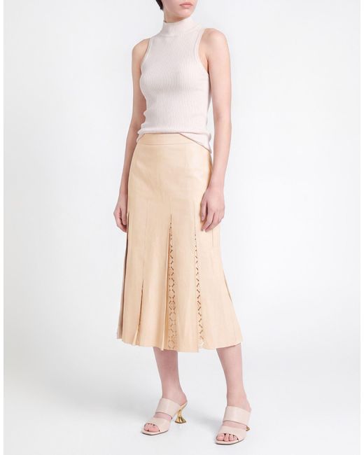 Aviu Natural Midi Skirt Polyurethane, Viscose