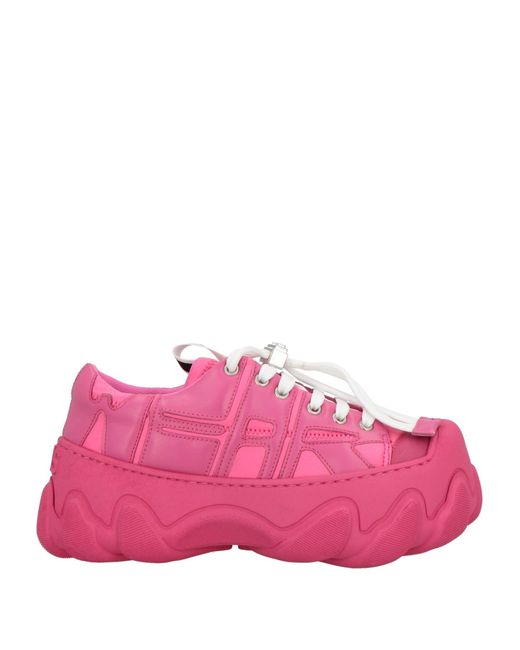 Gcds Pink Fuchsia Sneakers Soft Leather, Calfskin