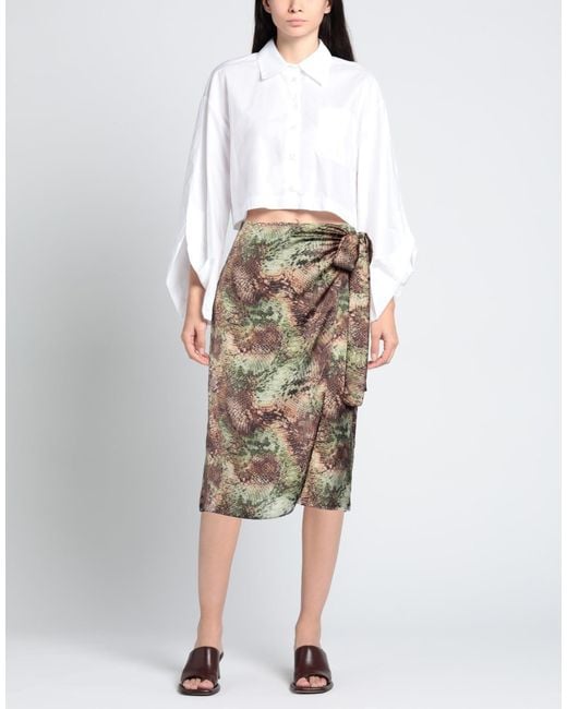 Gaelle Paris Green Midi Skirt