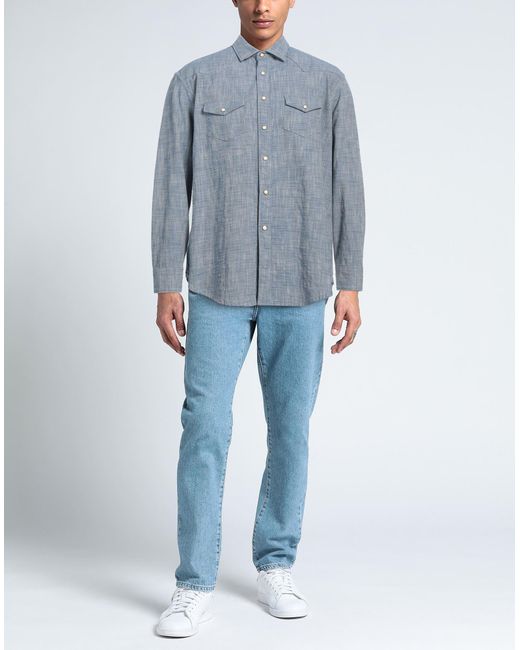 Eleventy Blue Denim Shirt Cotton for men
