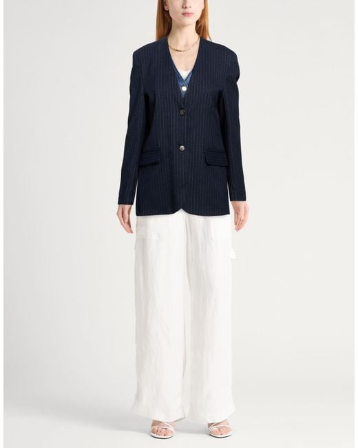 Manila Grace Blue Midnight Blazer Cotton