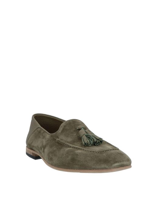 MICH SIMON Green Military Loafers Leather for men