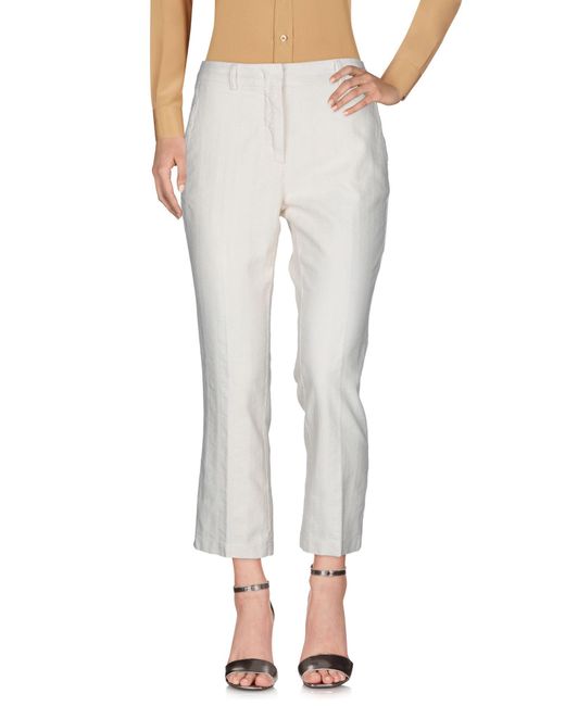 19.70 Nineteen Seventy White Ivory Pants Cotton, Linen