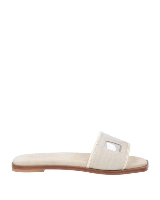 Peserico White Sandals Leather, Textile Fibers