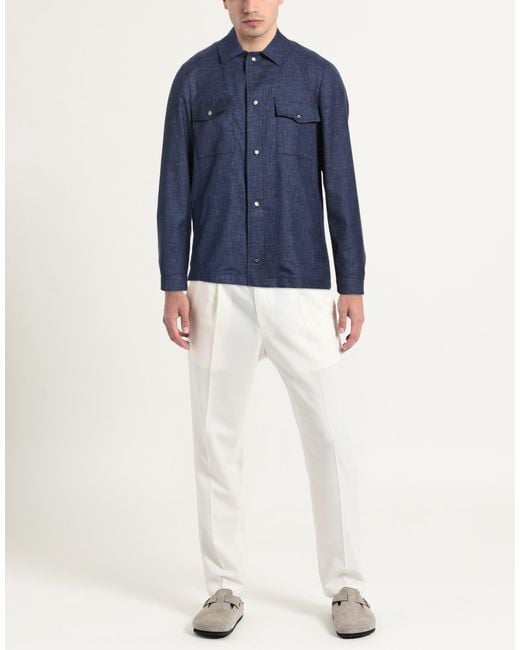 Luigi Borrelli Napoli Blue Jacket Virgin Wool for men