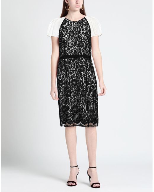 Paule Ka Black Midi Dress Viscose, Cotton, Polyamide, Silk