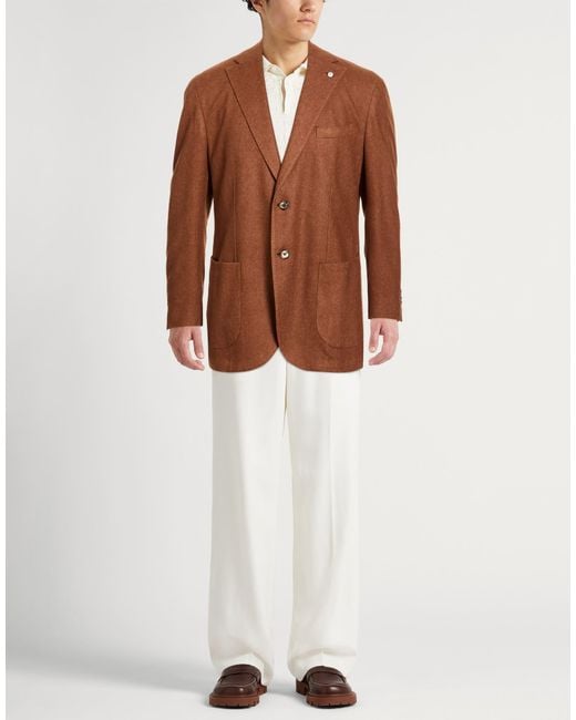 L.b.m. 1911 Brown Blazer Virgin Wool, Polyester for men