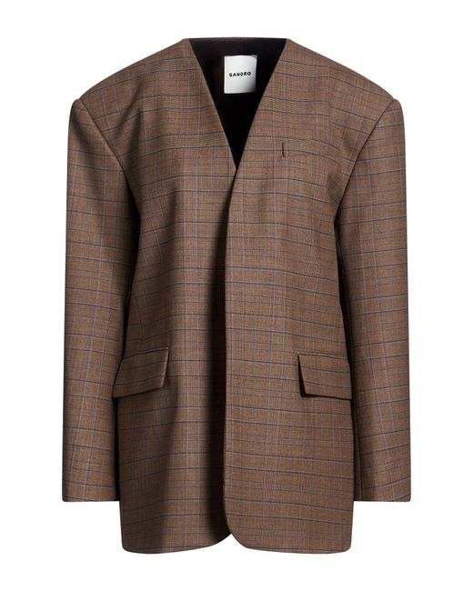 Sandro Brown Blazer Polyester, Wool, Viscose, Elastane