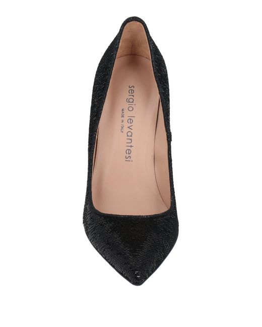 Sergio Levantesi Black Pumps Leather, Textile Fibers