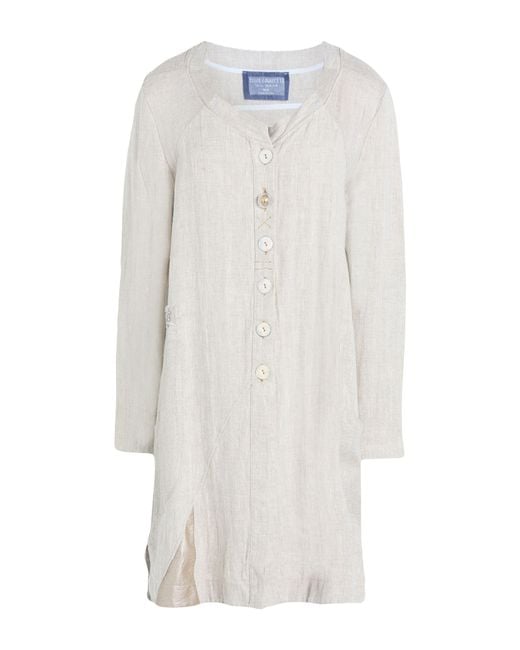 ELISA CAVALETTI by DANIELA DALLAVALLE White Overcoat & Trench Coat Linen, Rayon, Polyurethane