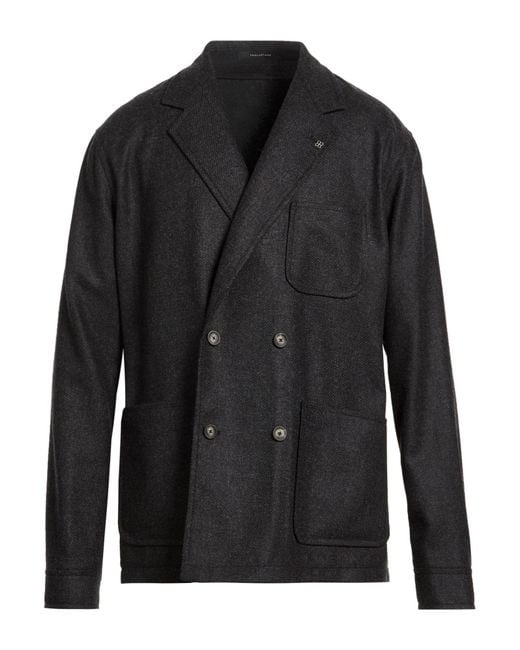 Tagliatore Black Blazer Virgin Wool, Cashmere for men