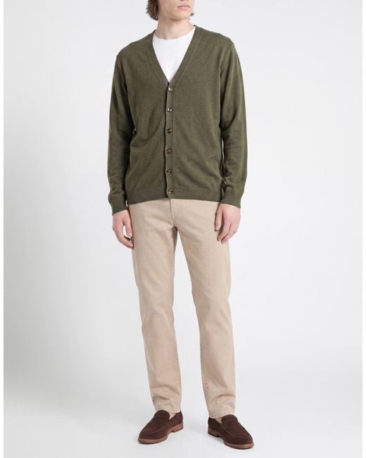 Daniele Fiesoli Green Military Cardigan Merino Wool, Cashmere for men