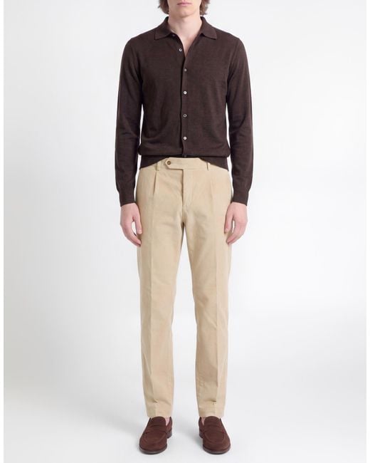 Paoloni Natural Sand Pants Cotton, Elastane for men