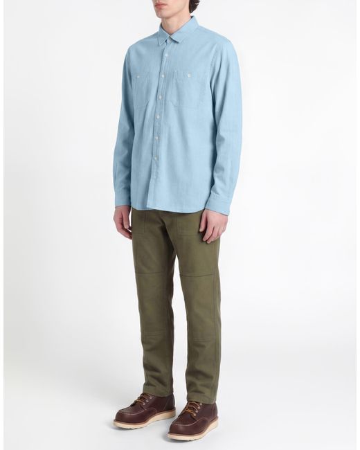 Woolrich Blue Denim Shirt Cotton for men