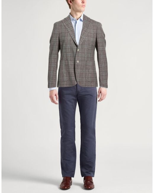 Barba Napoli Gray Blazer Virgin Wool, Silk, Linen for men