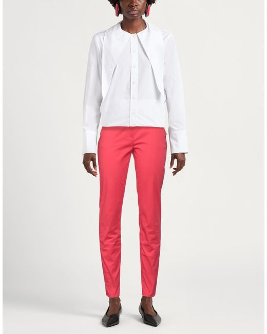 Max Mara Red Pants Cotton, Elastane