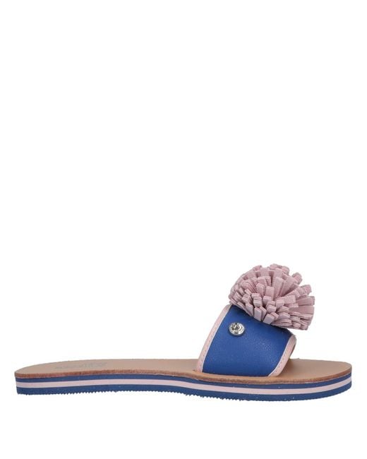 Love Moschino Blue Sandals Soft Leather, Rubber