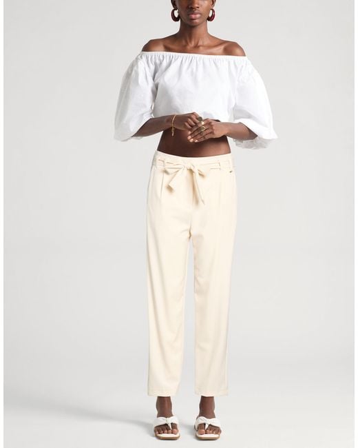Kaos White Ivory Pants Polyester, Viscose, Elastane