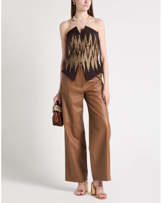 La Petite Robe Di Chiara Boni Brown Top Polyamide, Elastane
