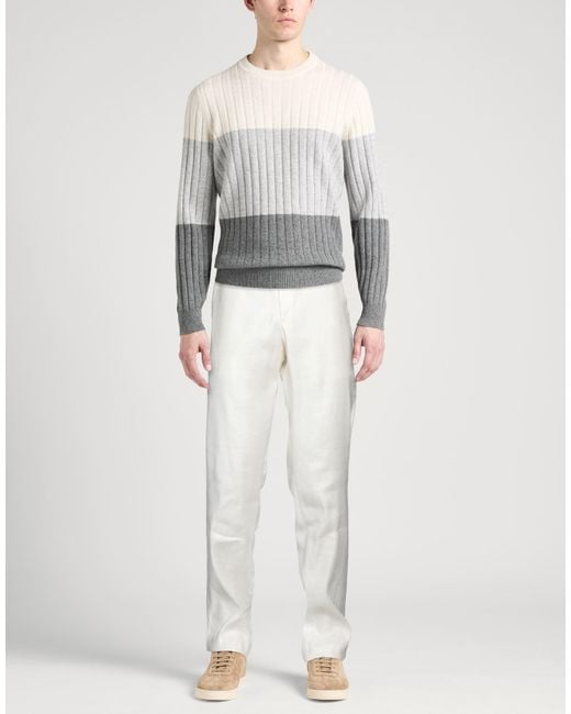 Lardini White Pants Linen, Viscose, Elastane for men