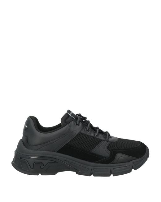 Emporio Armani Black Sneakers Leather, Textile Fibers for men
