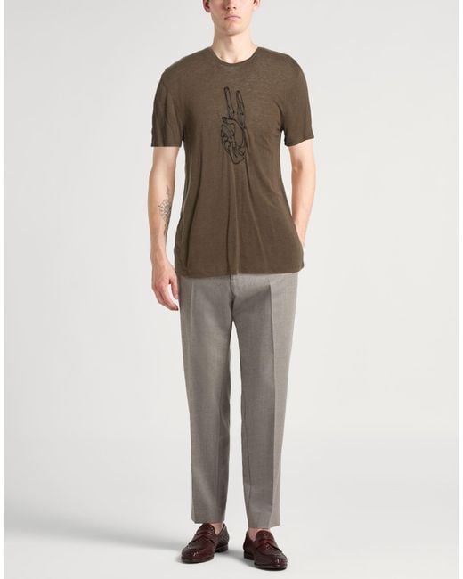 John Varvatos Green Military T-Shirt Tencel, Linen for men