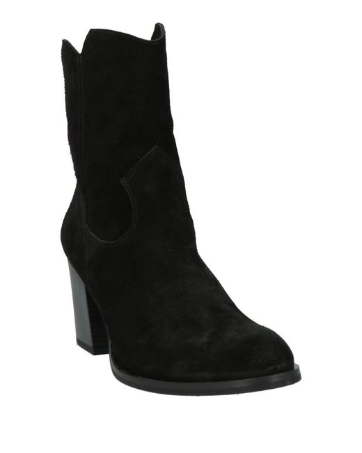 CafeNoir Black Ankle Boots Leather
