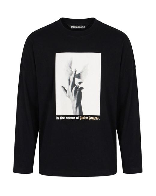 Palm Angels Black T-Shirt Cotton for men