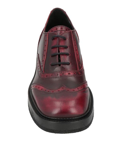 Ras Brown Burgundy Lace-Up Shoes Leather