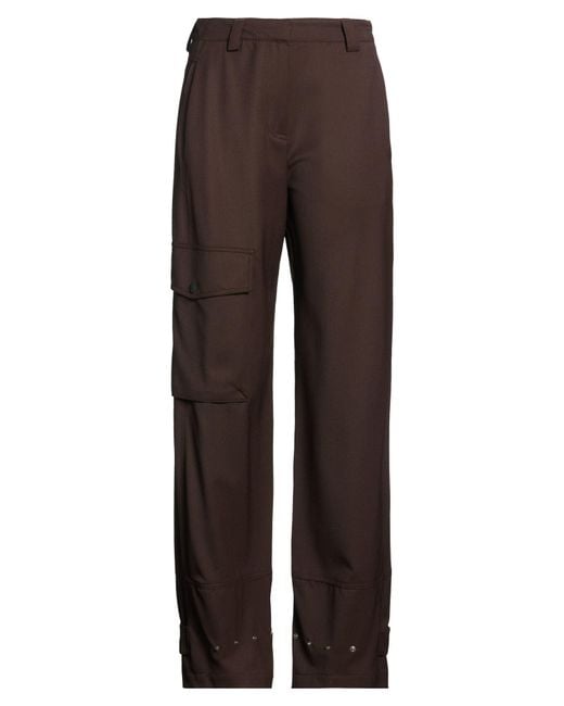 PT Torino Brown Dark Pants Polyester, Wool, Elastane