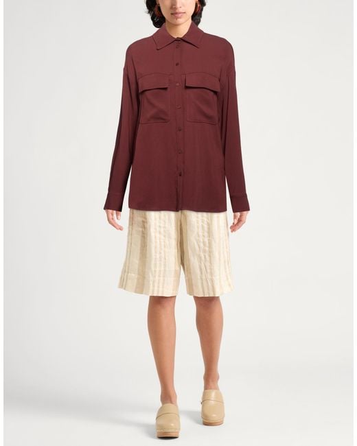 Manila Grace Red Burgundy Shirt Viscose, Elastane