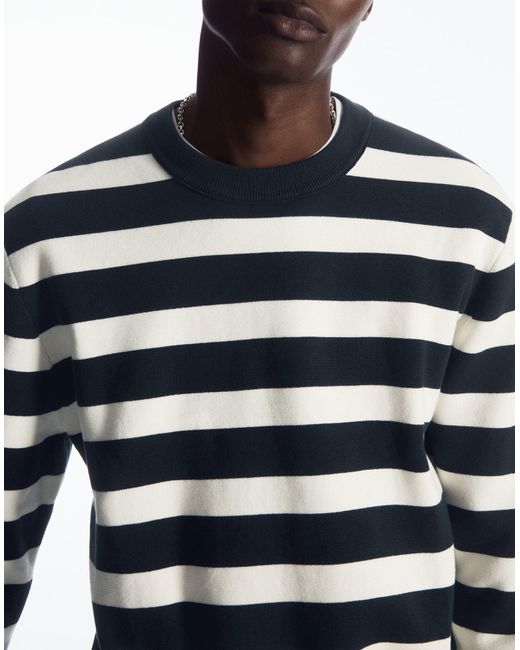 COS Blue Striped Knitted Sweater for men
