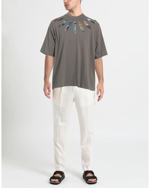 Marcelo Burlon Gray Army Feather Detail Cotton T-shirt for men