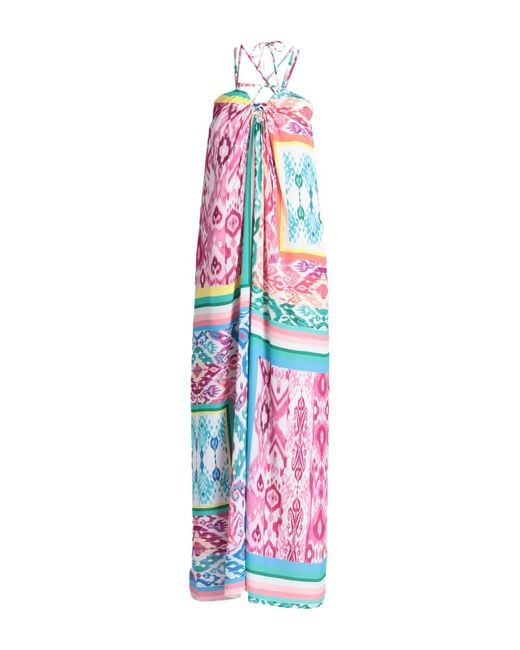 SFIZIO STUDIO White Fuchsia Maxi Dress Viscose