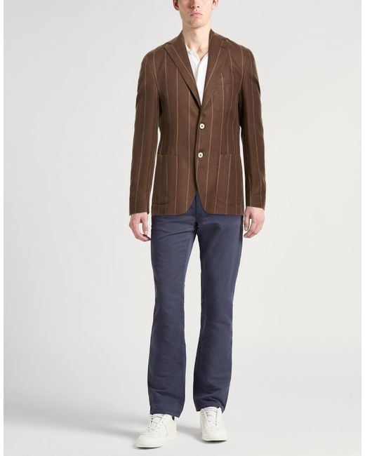 Eleventy Brown Blazer Linen, Wool for men
