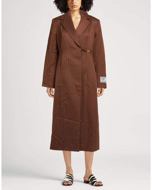 Gcds Brown Light Coat Polyester, Viscose, Elastane