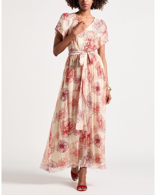 CROCHÈ Pink Maxi Dress Viscose, Silk