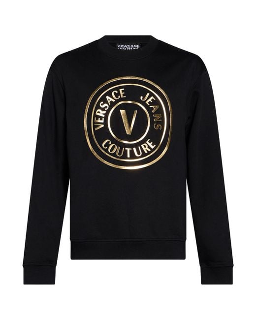 Versace Jeans Couture Black Sweatshirt Cotton, Elastane for men