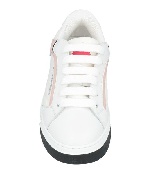 DSquared² White Sneakers Calfskin, Textile Fibers