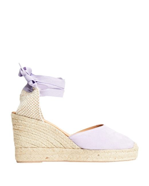 8 by YOOX Natural Suede Leather Wedge Espadrilles Lilac Espadrilles Leather