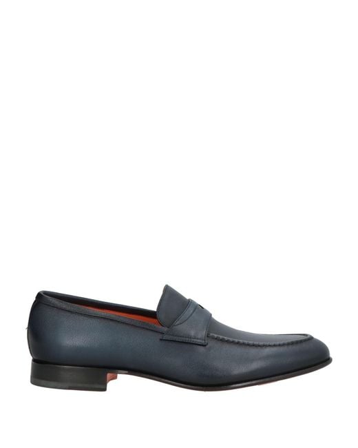 Santoni Blue Loafers Leather