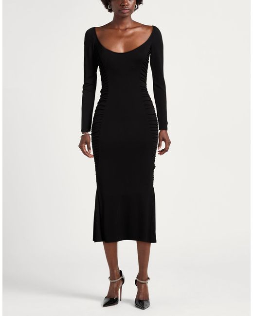 Pinko Black Midi Dress Viscose, Elastane